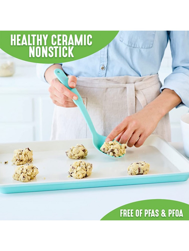 GreenLife Bakeware Healthy Ceramic Nonstick 18 x 13 Half Cookie Sheet Baking Pan PFAS-Free Turquoise - BP17HZM8U