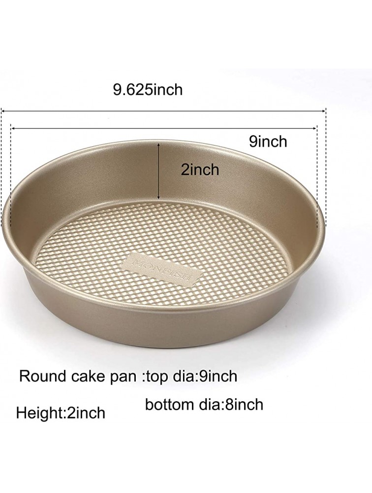 MONFISH 9 inch Round Deep Cake Pan –Carbon Steel Bakeware with Textured Finish Non-Stick heavy duty Baking tin Oven Dish for Bread Pizza - BSIZEKB6E