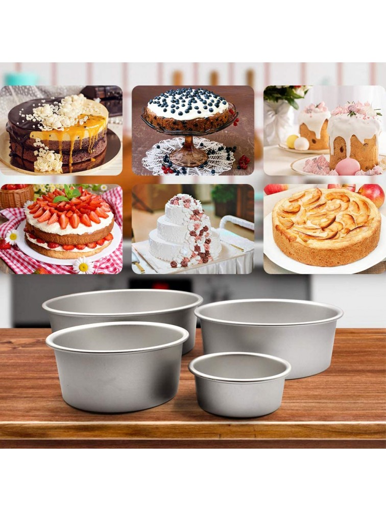 Round Cake Pans Set Senbos 4 Pcs 4 6 8 10 Aluminum Professional Nonstick Leakproof Round Deep Cheesecake Pans Layer Baking Pans Cake Tins Set for Birthday Wedding Tier Cake - BW4YVI0HX