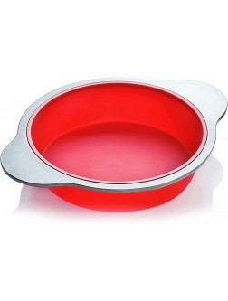 Silicone Round Cake Pan. Large 9" Baking Cake Mold by Boxiki Kitchen. Best Non-Stick Bakeware with Heavy Grade Steel Frame and Handles. Round Cake Pan - BSAOSNHHN