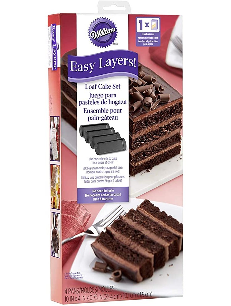 Wilton Easy Layers! 10 x 4-Inch Loaf Cake Pan Set 4-Piece - B4NVGGYG3