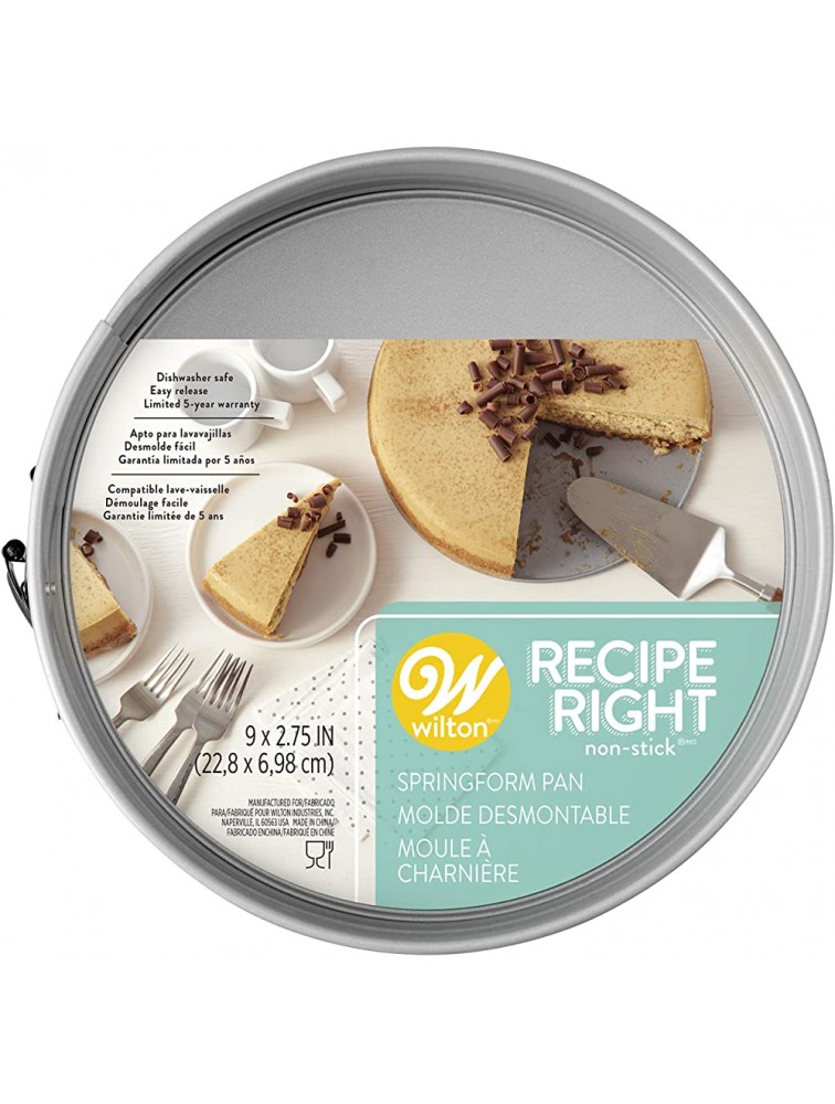 Wilton Recipe Right Non-Stick Springform Pan Make Delicious Cheesecakes and so Much More Aluminum 9-Inch - BSIYMOJEK