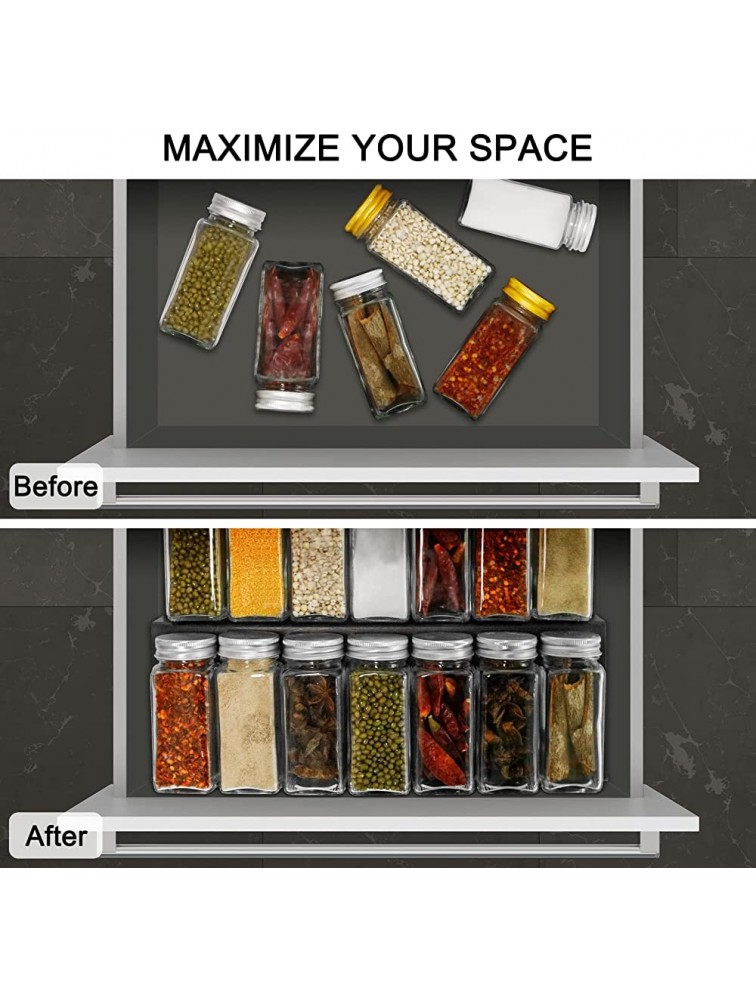 2 Pack Spice Drawer Organizer 4 Tier Spice Organizer for Drawer with 30 Rubber Bumpers Expandable Spice Rack Tray for Kitchen Drawers - BSS7M4AWC