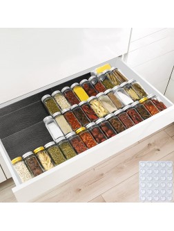 2 Pack Spice Drawer Organizer 4 Tier Spice Organizer for Drawer with 30 Rubber Bumpers Expandable Spice Rack Tray for Kitchen Drawers - BSS7M4AWC