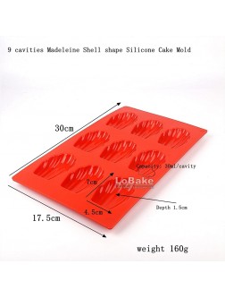 3 Designs 9 20 24 Cavities Madaleine Shell Shape Silicone Cake Mold Chocolate Fondant Jelly Ice Cube Molds DIY Bakery Accessorie 9 cavities - BBG2M2Z0N