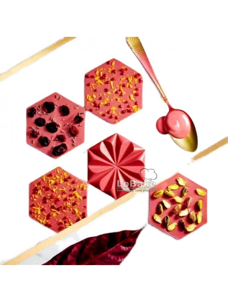 6 cavities Hexagon Diamond Lozenge Shape Polycarbonate Chocolate Mold Candy Mould Fondant Mousse Ice Molds DIY Bakery Tools - BVOYWXI7Y