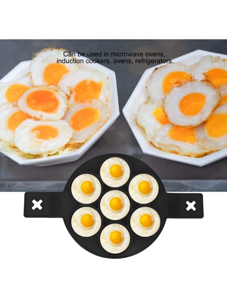 7 Holes Round Egg Pancake Maker Mold Nonstick Silicone Diy Baking Tools Cake Cookies Muffin Making Mold with Double Handles for Kitchen - BQ4K455V2