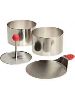 Ateco Round Food Molding Set 3.5 by 2.1-Inches High 4-Piece Set Includes 2 Rings Fitted Press & Transfer Plate - BZQMFOYNG