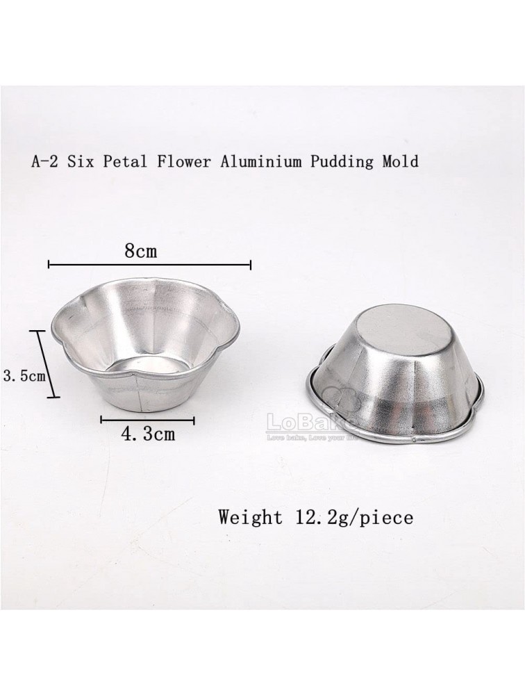 LoBake 10pcs Plum Blossom Petal Flower-Shaped Aluminum Cake Cup Mold Pudding Jelly Mold Flat Bottom Molding Tools DIY Baking Mold A-2 - BOVZG77JT