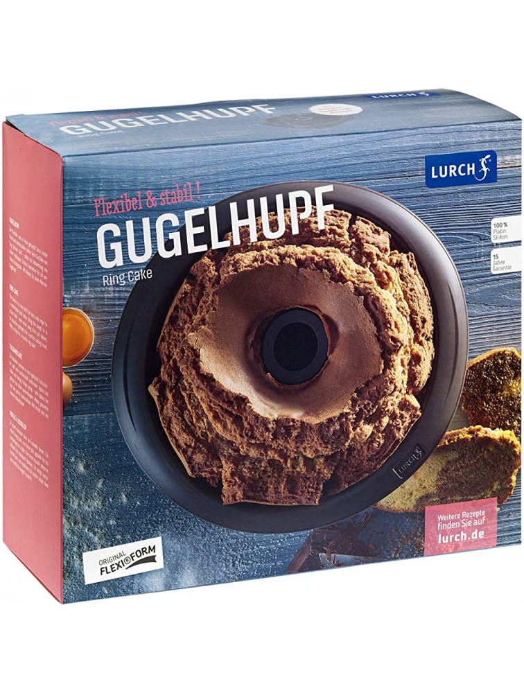 Lurch Germany Flexiform Deep Silicone Gugelhupf Pan | Bundt Cake Mold | Round Baking Pan | Made Of 100% BPA-free Platinum Silicone | Ø 8.7x 4.7 Brown - BQEFGANOW