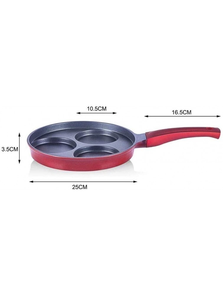 SHYOD Red Frying Pan Metal Aluminum Alloy Three-Hole Non-Stick Pan Design Stylish Kitchen Utensils - BXU8MANSN