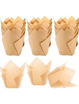 150pcs Tulip Cupcake Liners Natural Baking Cups Muffin Paper Liner Grease-Proof Wrappers for Wedding Birthday Party Standard Size Natural Color - B0XSRJC5A