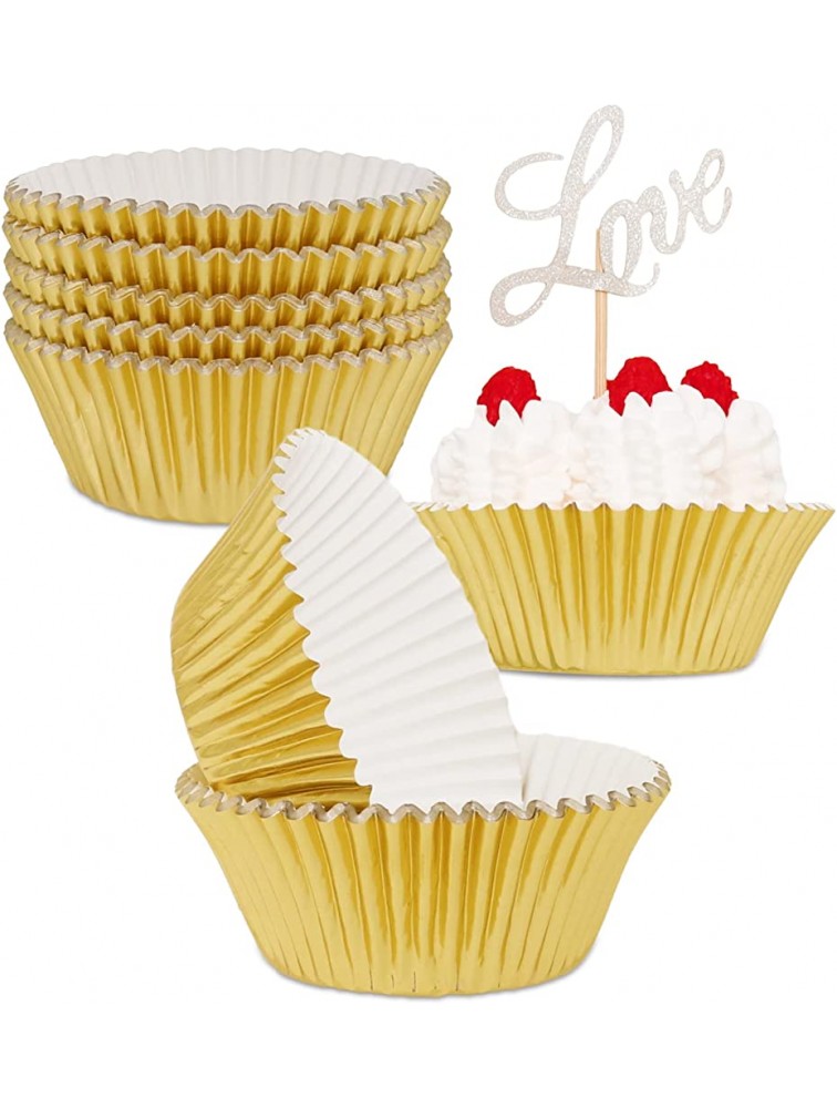 200-Count Gold Cupcake liners Paper Baking Cups Standard Size Gold Foil Muffin Wrappers - BPIMRLDRT