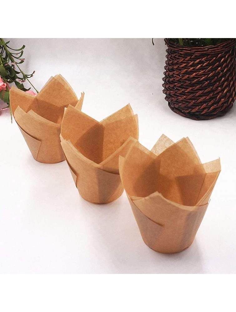 200pcs Tulip Cupcake Liners Baking Paper Cups Holders Greaseproof Muffin Cases Wrappers for Wedding Birthday Party Baby Shower Standard Size Natural - BOHR7DN3T