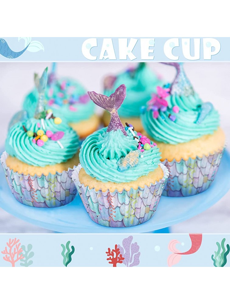 300 Pieces Mermaid Cupcake Liners Mermaid Cupcake Wrappers Sea Theme Baking Cups Rainbow Mermaid Bubbles Cupcake Wrappers for Mermaid Party Supplies Mermaid Style - BYFL3R0DA
