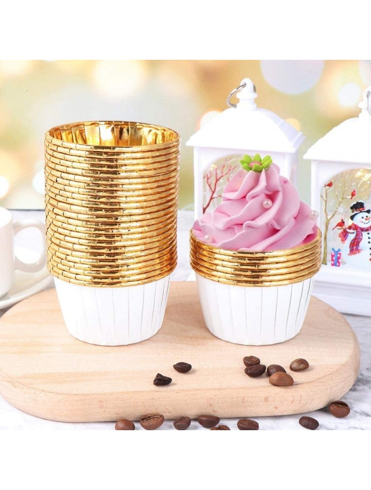 50 Pack Aluminum Foil Baking Cups with Lid Disposable Paper Ramekins Cups for Mini Muffin Cupcake Pudding Snacks Dessert Recyclable Catering Wedding Birthday Party Favor Baking Cups White - BR4LT0A74