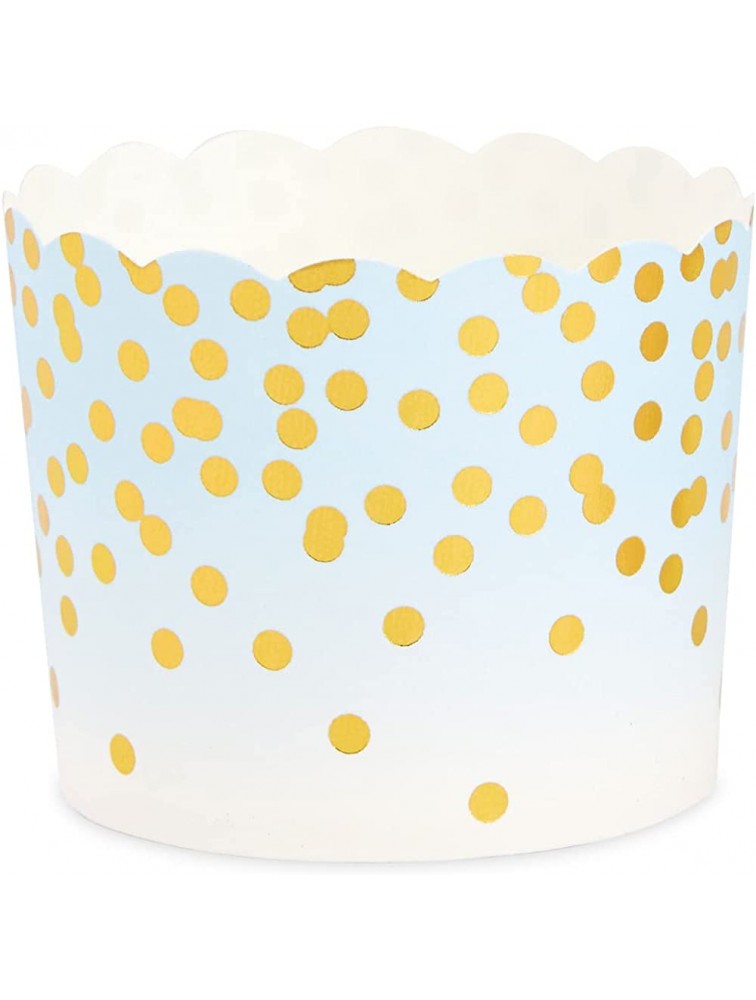 50 Pack Blue and Gold Polka Dot Cupcake Liners Wrappers Muffin Paper Baking Cup for Wedding & Birthday - BT8NH3XPN