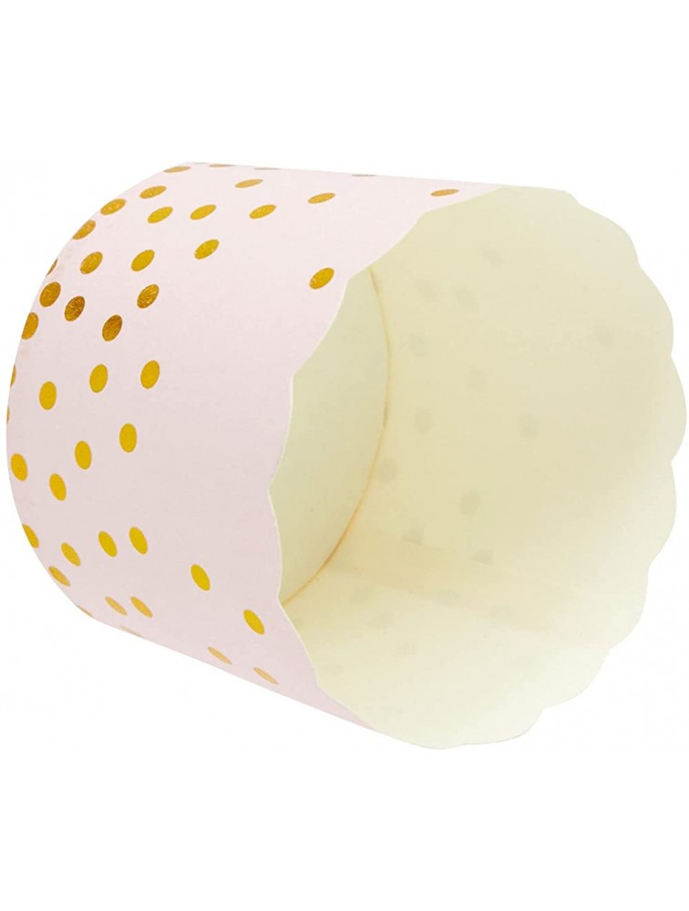 50 Pack Gold Polka Dot Paper Baking Cups Pink Cupcake Wrappers 2.2 In - B2KAJ4RK0