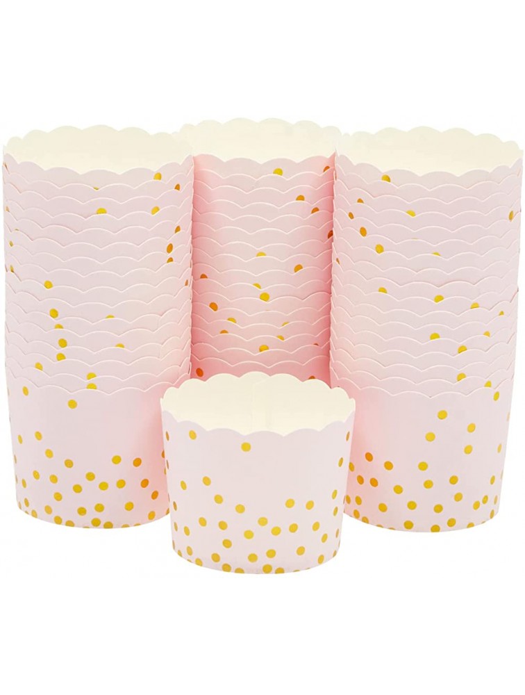 50 Pack Gold Polka Dot Paper Baking Cups Pink Cupcake Wrappers 2.2 In - B2KAJ4RK0