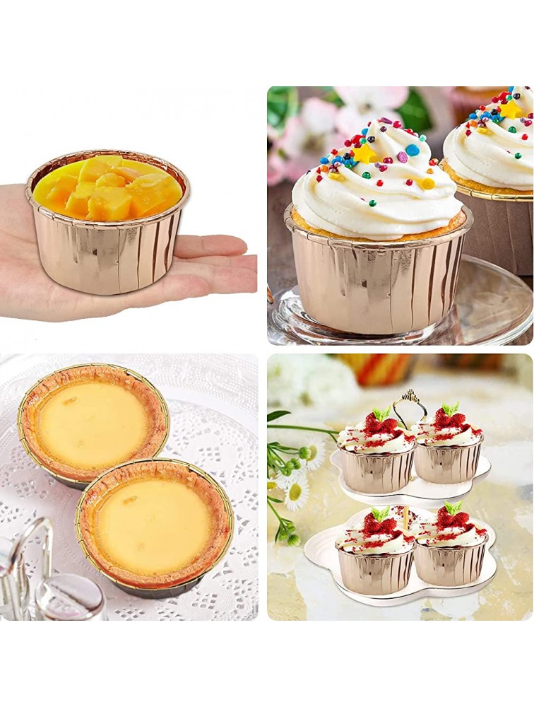 5.5 Oz Baking Cups With Lids 50 Pack,LNYZQUS Foil Cupcake Liners Muffin Tins,Disposable Ramekins Pans Muffin Cups Jumbo Cupcake Wrappers Holders For Wedding Party-Champagne - BB0XUF85H