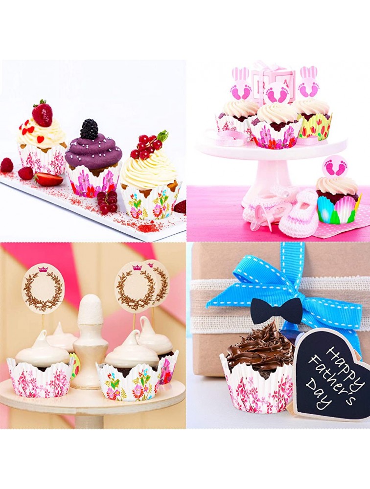 600 Pieces Colorful Flowers Cupcake Liners Heart Cupcake Baking Cups Petal Shaped Wrappers Muffin Case Trays for Birthday Party Decoration - BG0SB2C50
