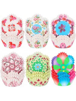 600 Pieces Colorful Flowers Cupcake Liners Heart Cupcake Baking Cups Petal Shaped Wrappers Muffin Case Trays for Birthday Party Decoration - BG0SB2C50
