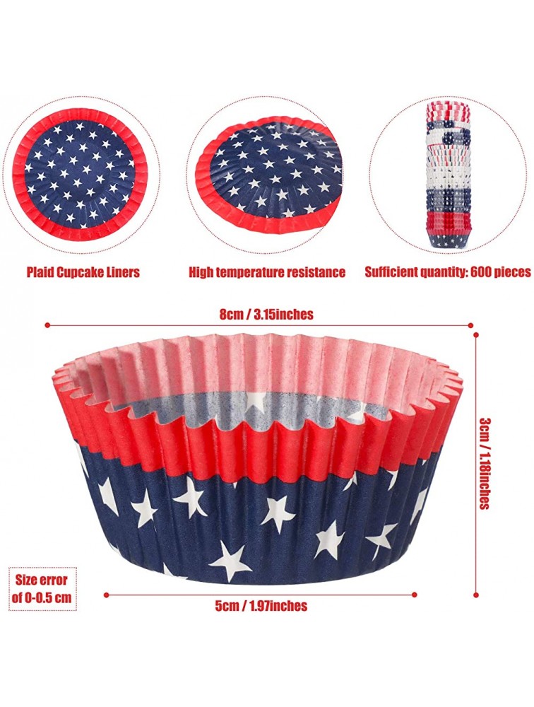 600 Pieces Independence Day Cupcake Liners American Flag Baking Cups 4th of July Cupcake Wrappers Paper Muffin Cups Liners for Flag Day Memorial Day Independence Day Party Decor - BA9ZAD9VM