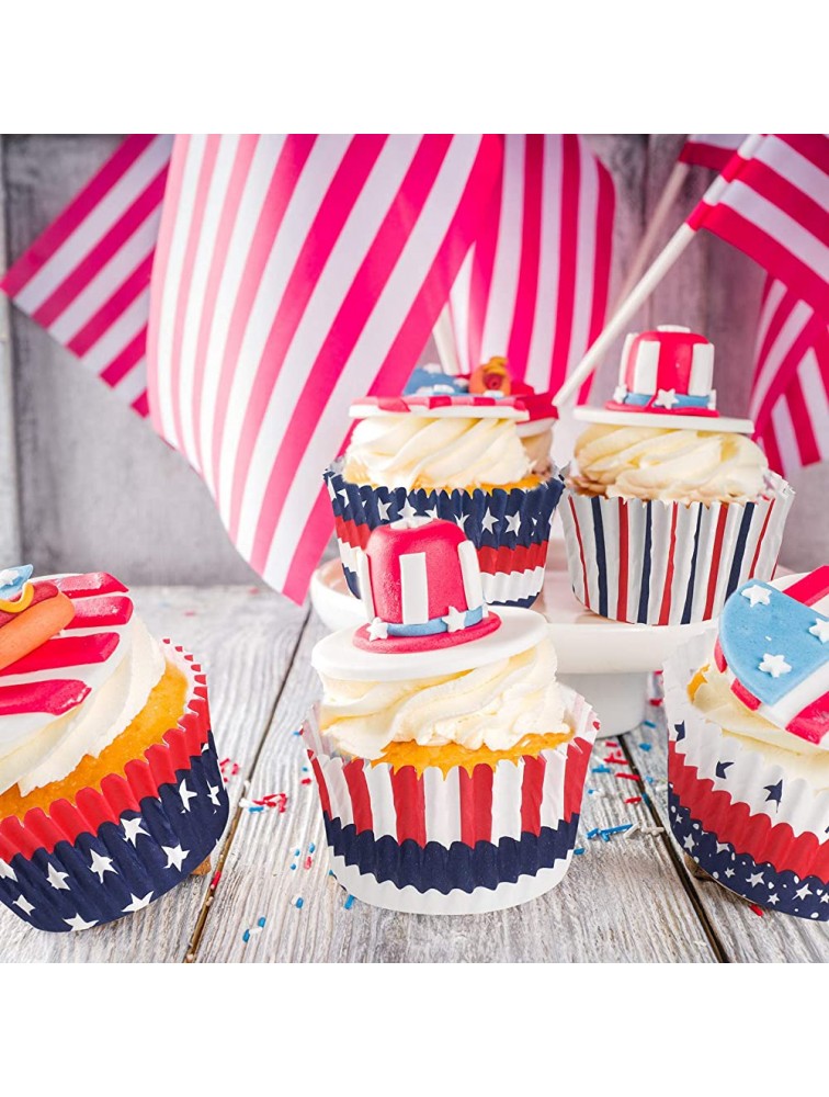 600 Pieces Independence Day Cupcake Liners American Flag Baking Cups 4th of July Cupcake Wrappers Paper Muffin Cups Liners for Flag Day Memorial Day Independence Day Party Decor - BA9ZAD9VM