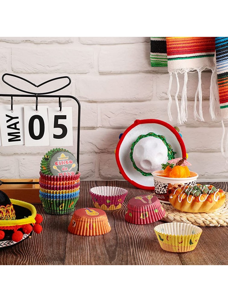 600 Pieces Mexican Party Cupcake Liners Fiesta Theme Cinco De Mayo Cactus Donkey Taco Pepper Sombrero Mustache Cupcake Baking Cups Wrappers Paper Wraps Muffin Case Trays for Mexican Party Decorations - BGAA8WPVE