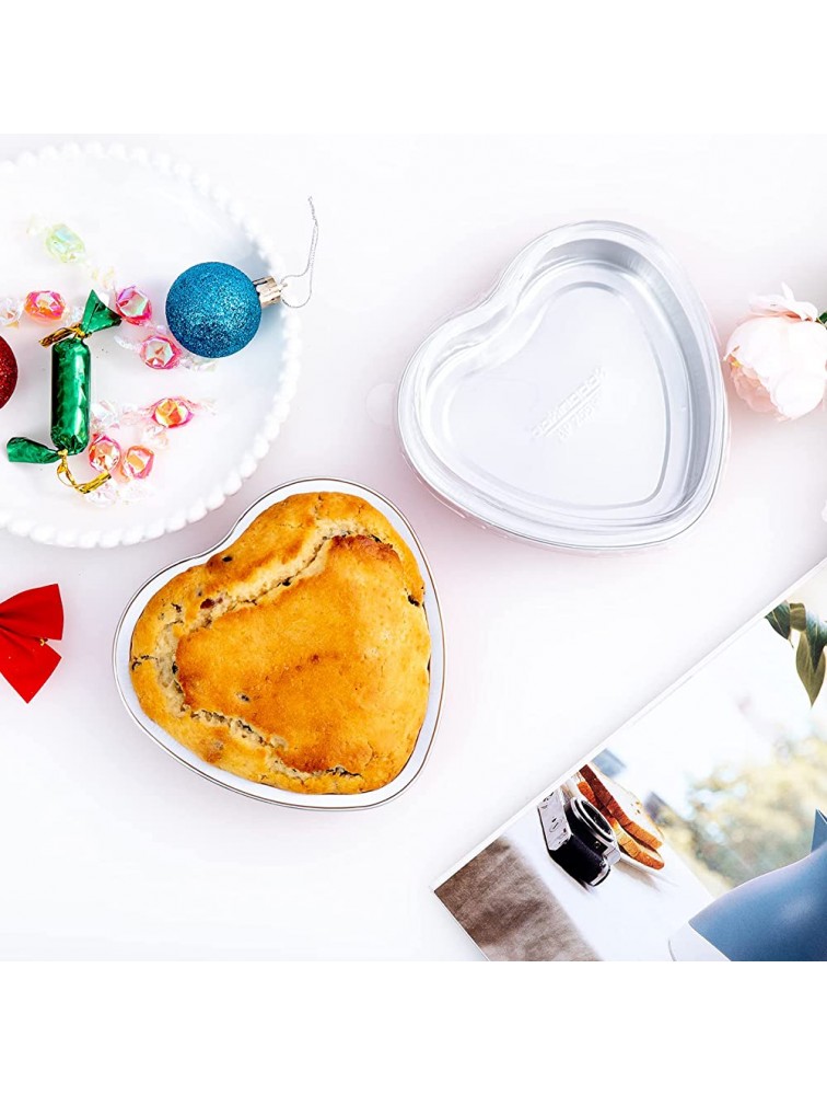 Aluminum Foil Heart Cake Pan,Heyyumi 25pcs 9oz Disposable Heart Shaped Cake Pans with Lids,Aluminum Foil Cupcake Liners Muffin Tins,Dessert Cups with Lids,Disposable Ramekins Cupcake ContainersRed - BRJ1OBHAF