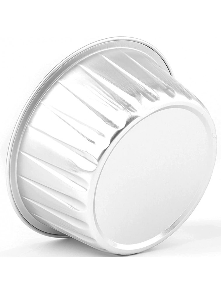 DEAYOU 100-Pack Aluminum Foil Muffin Cups Ramekins 5oz Disposable Cupcake Baking Liner with Lid 3 Recyclable Mini Tart Pie Tin Pan Holder for Creme Brulee Party Wedding Silver Color - BT3JBCR4S