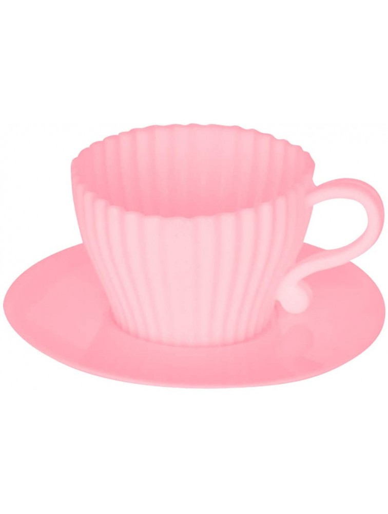 Evelots Baking Cupcake Teacup Set-Oven Safe Silicone-W Saucers-2 Colors-Set 24 - BF0ZVLURS