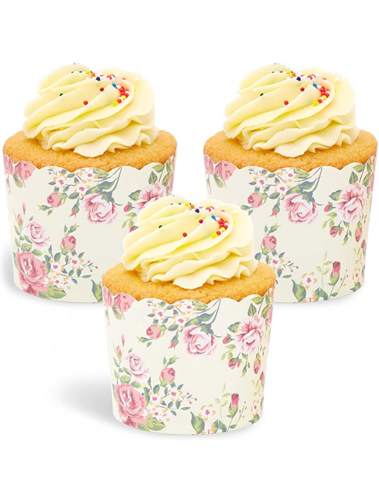 Floral Cupcake Wrappers Vintage 50 Pack - BQ4RI35P2