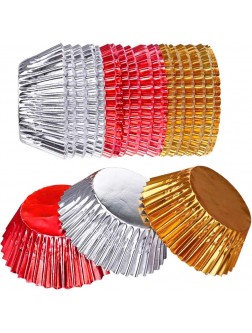Onwon 300 Count Foil Metallic Cupcake Liners Muffin Paper Case Baking Cups Standard Sized Multicolor Gold Silver and Red - BIQ5ANAPH