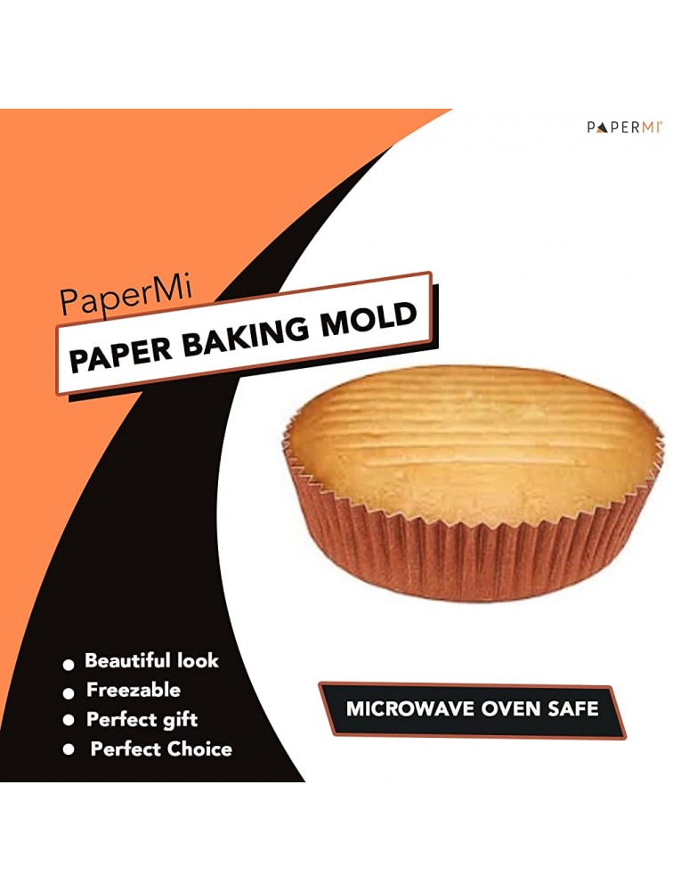 Optima Round Baking Mold Pack of 50 All Natural Disposable Recyclable Microwave Oven Safe Paper Bakeware Freezable Paper Mold for Baking Goods- Cup Cakes or Mini Snacks 3-1 2 x 1-1 4 - BEQLR5302
