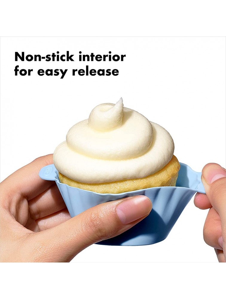 OXO Good Grips Silicone Baking Cups Pack of 12 Reusable BPA-Free Dishwasher Safe Non-Stick Food Grade Cupcake Cups Muffin Cups Cupcake Liners Muffin Liners - B42KQHOR4