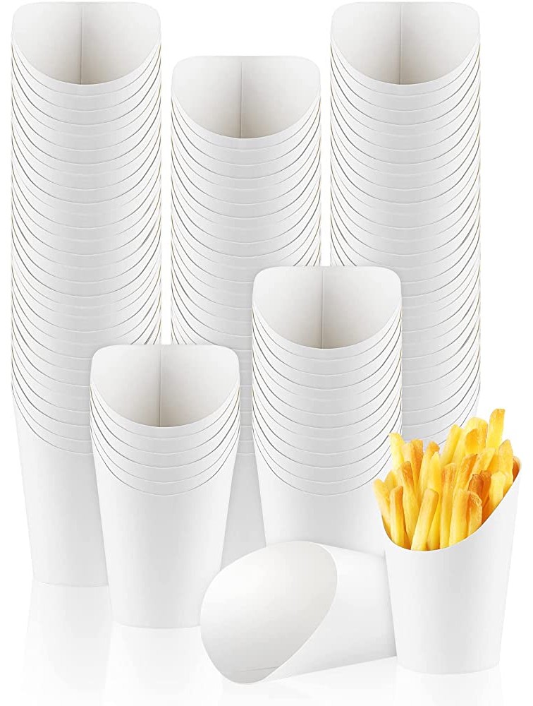Ruisita 120 Pieces French Fry Holder Cups 14 Ounces Disposable Take Out Party Baking Supplies Waffle Paper Popcorn Boxes Sandwich Ice Cream Holder for Wedding Birthday Party White - BSHBAMJB2