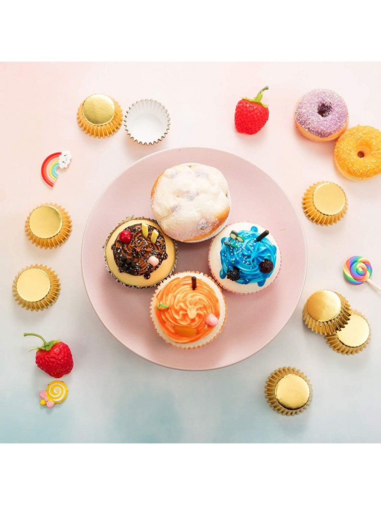 Sumind 400 Pieces Mini Cupcake Cup Liners Foil Baking Cups Foil Cupcake Liners for Baking Muffin and Cupcakes Gold - B872BF9LI