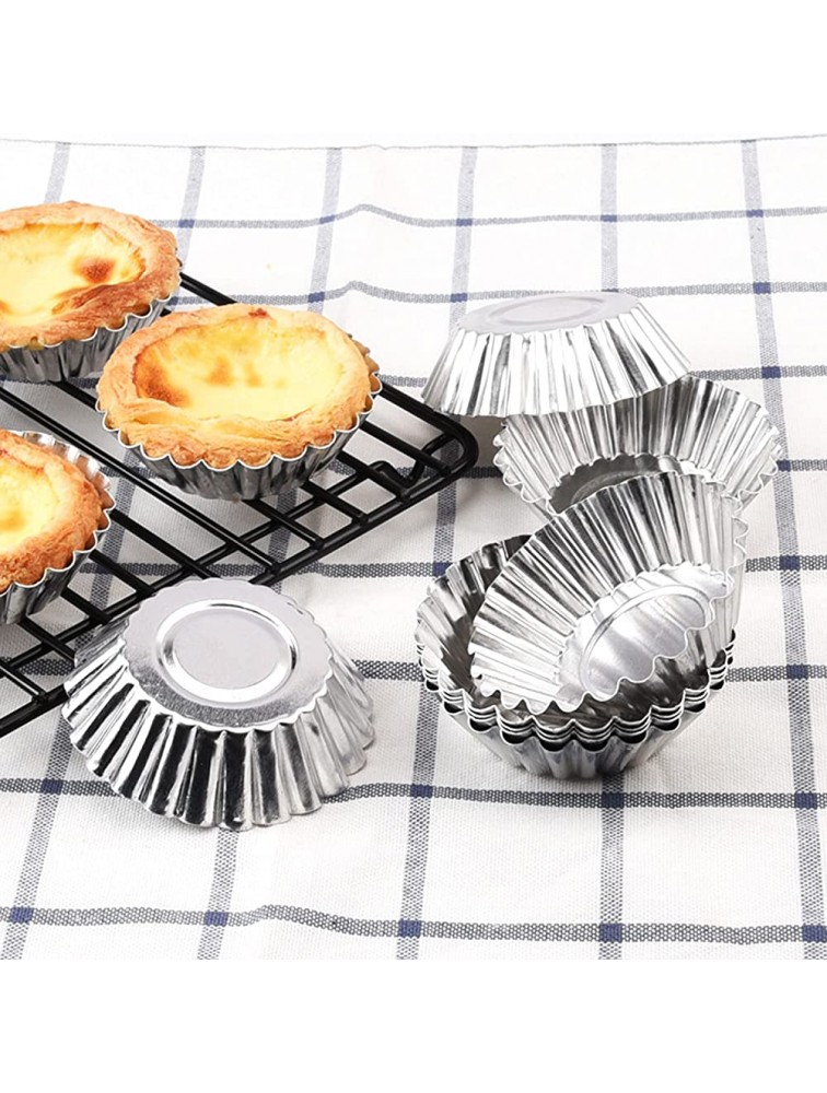 Tosnail 50 Pieces Aluminum Egg Tart Mold Small Tart Pie Tin Mini Cupcake Cake Muffin Cookie Mold Baking Cups - B8MGEU99K