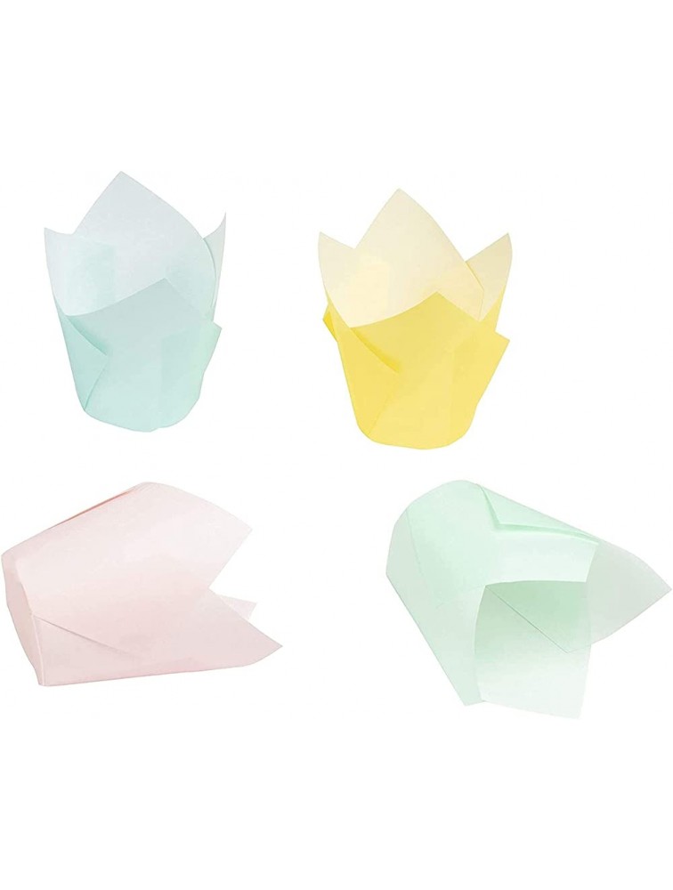 Tulip Cupcake Liners 400-Pack Cupcake Wrappers Muffin Paper Baking Cups – 4 Assorted Pastel Colors Standard Size 2 Diameter - B4YWM7OOE