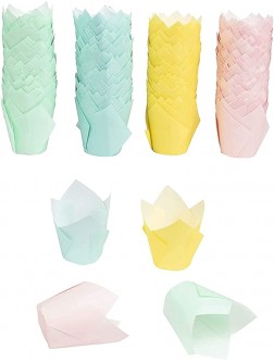 Tulip Cupcake Liners 400-Pack Cupcake Wrappers Muffin Paper Baking Cups – 4 Assorted Pastel Colors Standard Size 2" Diameter - B4YWM7OOE