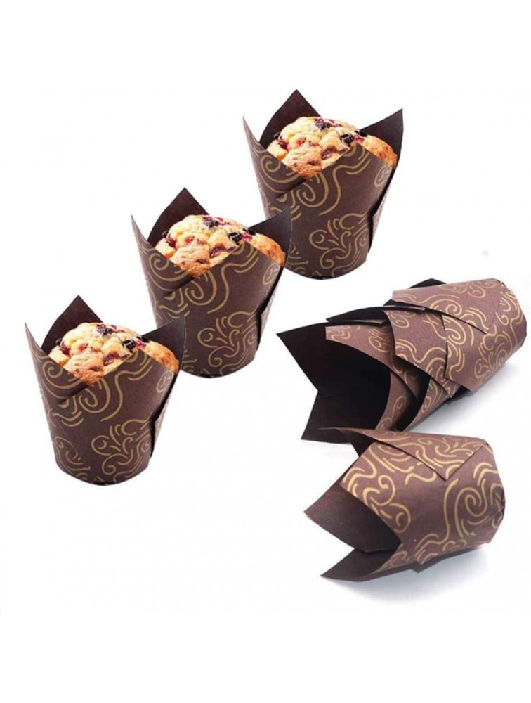 Tulip Cupcake Liners,100 pieces Cupcake Paper Muffin Cups with Gold Print for Baking Perfect for Festive OccasionPackaging Upgrade - B833LYFVA