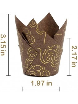 Tulip Cupcake Liners,100 pieces Cupcake Paper Muffin Cups with Gold Print for Baking Perfect for Festive OccasionPackaging Upgrade - B833LYFVA
