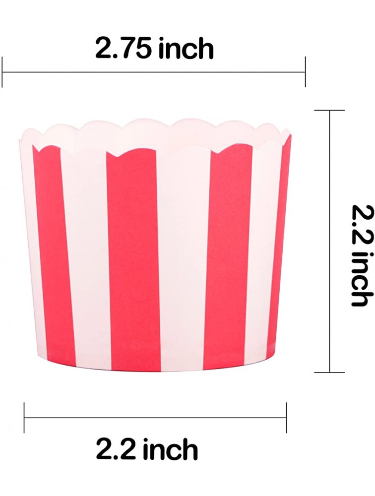 Webake Full Size 6oz Paper Baking Cups Red Cupcake Liners Paper Snack Cups for Popcorn Cupcake Muffin Case Cupcake Bath Bomb for Valentine's Day Movie Party Decorations Set of 25 Red Stripe - B4NU23P0H