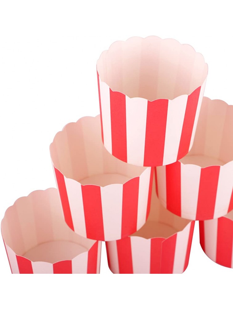 Webake Full Size 6oz Paper Baking Cups Red Cupcake Liners Paper Snack Cups for Popcorn Cupcake Muffin Case Cupcake Bath Bomb for Valentine's Day Movie Party Decorations Set of 25 Red Stripe - B4NU23P0H