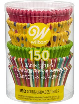 Wilton 150 Pack Baking Cup Dots Stripes Standard,Multicolored - B56SOAWTD