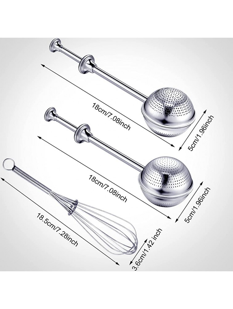 3 Pieces Sugar Duster Handed Operation Stainless Steel Flour Dispenser Sifter Shaker Large and Small Hole Tea Leak Strainer Egg Whisk for Sugar Flour and Spices Baking Powder Sifters - BZ4LJ8R5R