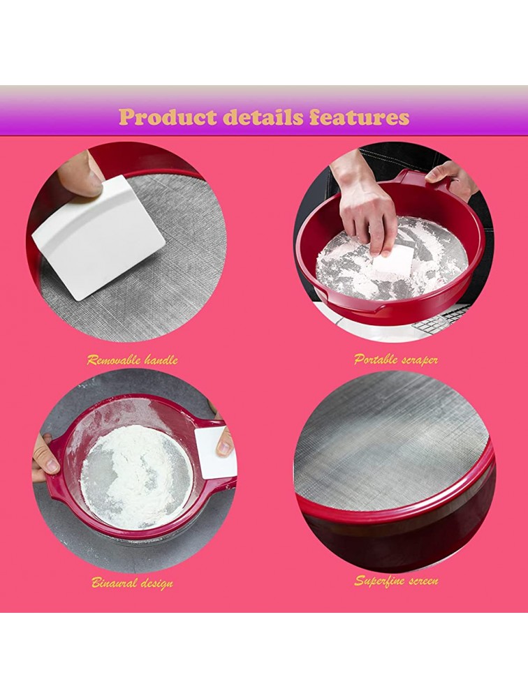 BUZAI Flour Filter Sieve Sifter for Baking Plastic Flour Sieve Flour Sieve Icing And Sugar Sifter,60 Mesh Stainless Steel And Plastic For Sifter for Baking Small - B6NO2SOMW