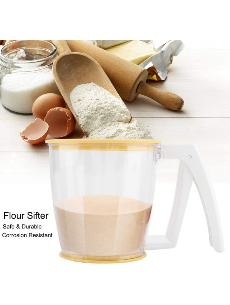 Cikonielf Flour Sifter Hand-held Mechanical Strainer Cup Powder Mesh Sieve for Kitchen Baking with Lid and Bottom Cover - BV39UGMFG
