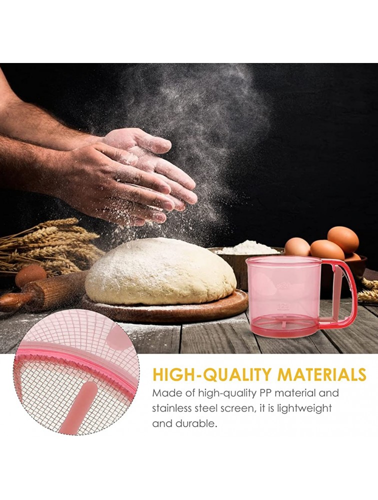 DOITOOL Hand- held Flour Sieve Flour Sieve Mesh Sifter with Handle Non- stick Powder Sieve Cup Semi Automatic Powder Sieve For Sugar Hand Squeezing Flour Screen Kitchen Baking Tool - BW11VBLEW